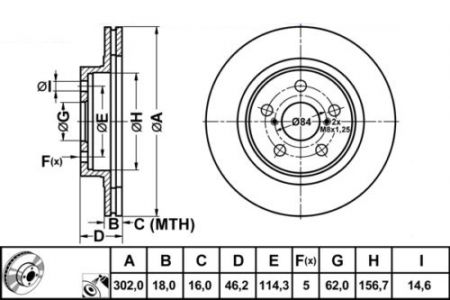 ALPHA BRAKES BRZDOVÝ KOTOUČ PŘEDNÍ TOYOTA RAV-4 I 2.0 94-00 302 X 46 X 18 X 5