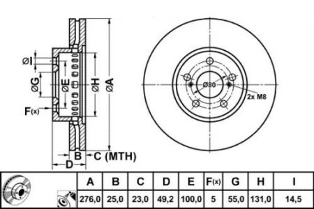 ALPHA BRAKES BRZDOVÝ KOTOUČ PŘEDNÍ TOYOTA AVENSIS 01-03 KOLO 15