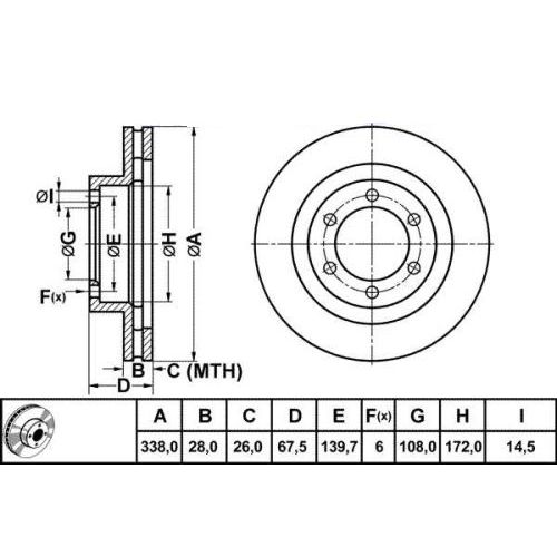 ALPHA BRAKES BRZDOVÝ KOTOUČ PŘEDNÍ TOYOTA LANDCRUISER 