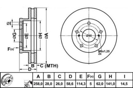ALPHA BRAKES BRZDOVÝ KOTOUČ PŘEDNÍ TOYOTA HILUX/HI-LUX 4WD 2.5TDI 16V (S12)05.07-