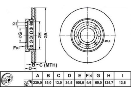 ALPHA BRAKES BRZDOVÝ KOTOUČ PŘEDNÍ AUDI A2 1.2TDI 01-, VW LUPO 1.2TDI,1.4TDI -05