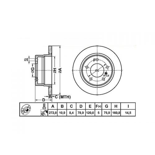 ALPHA BRAKES BRZDOVÝ KOTOUČ ZADNÍ BMW SERIE 3 E36 -00
