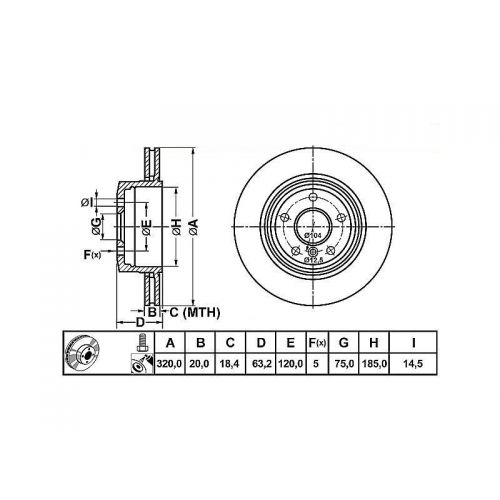 ALPHA BRAKES BRZDOVÝ KOTOUČ ZADNÍ BMW SERIE 5 E60 00-