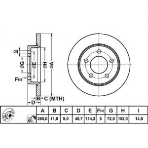ALPHA BRAKES BRZDOVÝ KOTOUČ ZADNÍ 265MM FORD FOCUS II 04-,C-MAX 03-,MAZDA 3 03-