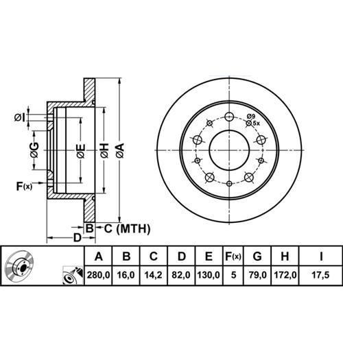 ALPHA BRAKES BRZDOVÝ KOTOUČ ZADNÍ FIAT DUCATO, CITROEN JUMPER, PEUGEOT BOXER 06- 280MM