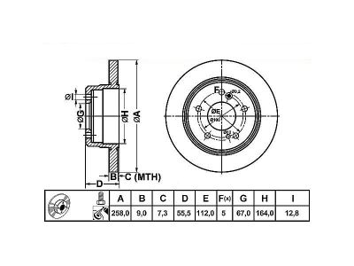ALPHA BRAKES BRZDOVÝ KOTOUČ ZADNÍ MERCEDES C KLASA W202 93-00 (FI:12,8MM)
