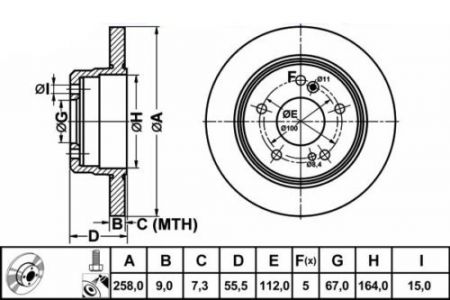 ALPHA BRAKES BRZDOVÝ KOTOUČ ZADNÍ MERCEDES W124/201/202 82-95 (FI:14,5MM)