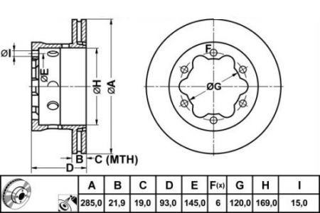 ALPHA BRAKES BRZDOVÝ KOTOUČ ZADNÍ MERCEDES SPRINTER, VW LT 95-