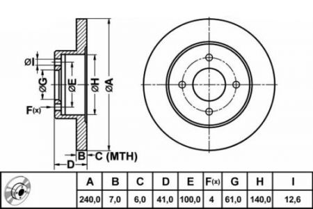 ALPHA BRAKES BRZDOVÝ KOTOUČ ZADNÍ NISSAN MICRA 93- +ABS