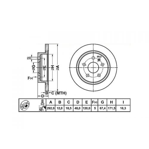 ALPHA BRAKES BRZDOVÝ KOTOUČ ZADNÍ OPEL INSIGNIA 08-, SAAB 9-5 10- KOLO 16
