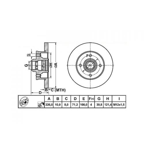 ALPHA BRAKES BRZDOVÝ KOTOUČ ZADNÍ VW GOLF II/III -97, PASSAT 85-96, VENTO 91-98, SEAT CORDOBA, IBIZA, TO